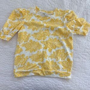 Loft Yellow Floral Puff-Sleeve Top
